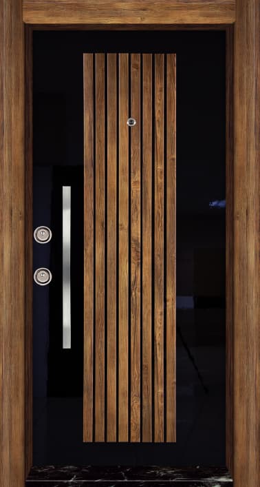Modern Ahşap Şeritli PVC Kapı